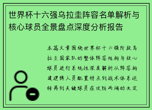 世界杯十六强乌拉圭阵容名单解析与核心球员全景盘点深度分析报告